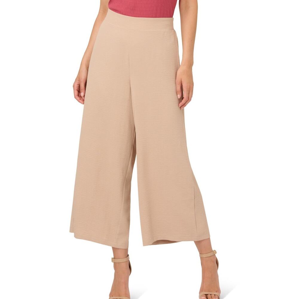 Adrianna Papell Textured Crop Pants Satin Wide Leg Pull On Minimalist Party S